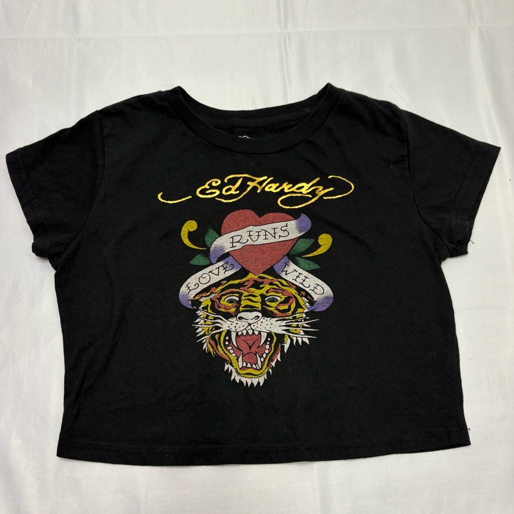 Ed Hardy Black Tee with Tiger Graphic
